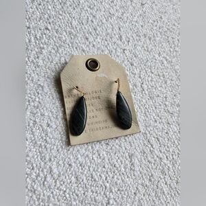 NWT! Anthropologie,  Dark Green Stone, Gold And CZ Earrings, MSRP $58
